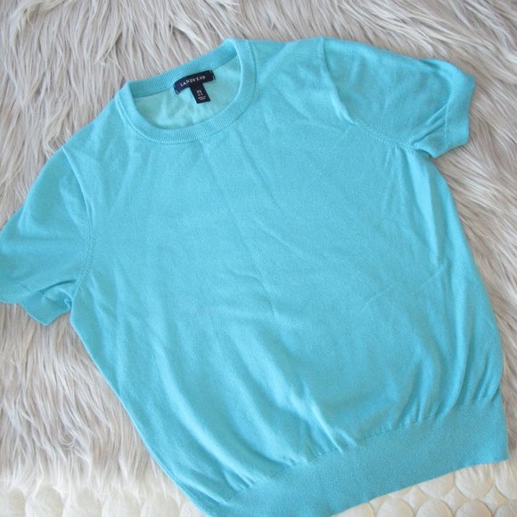 Lands' End Blue Short Sleeve knit Top XS